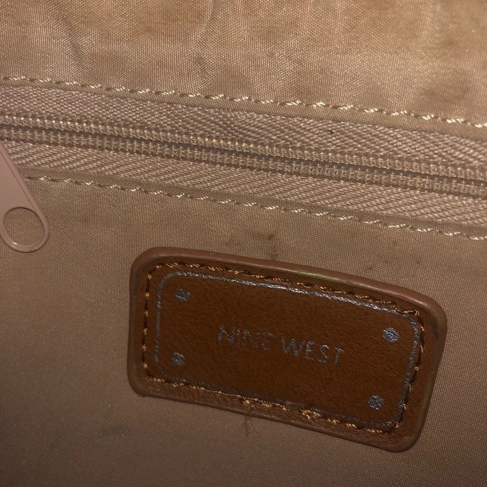 Nine West Brown and Black Pebbled Leather crossbody Messenger
